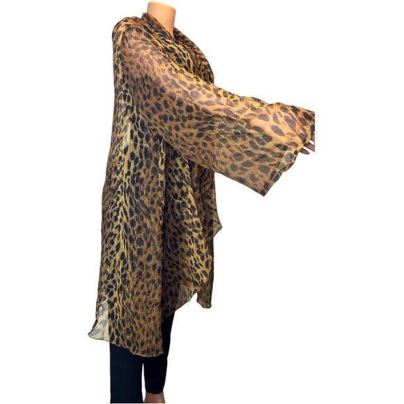 Vintage 90s Night works Surplice Cheetah print top cover up draped  Size 26W - Picture 5 of 17